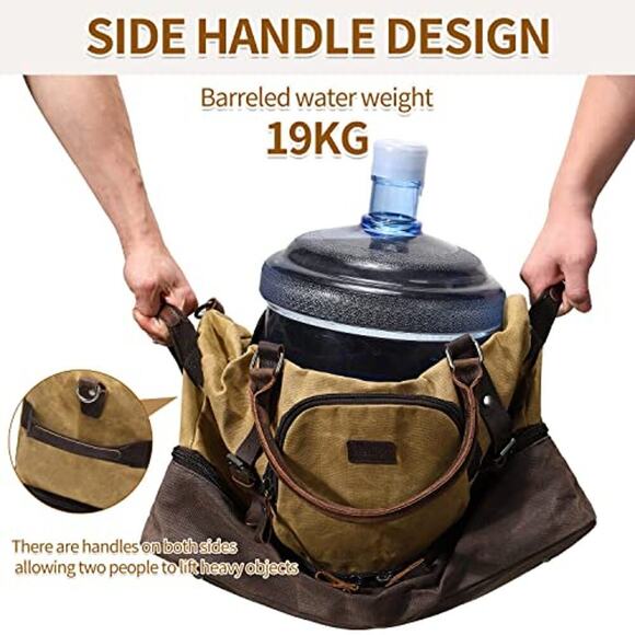 Weekender Bag with Shoe Compartment Large Overnight Bag for Men (Brown) - Picture 3 of 9